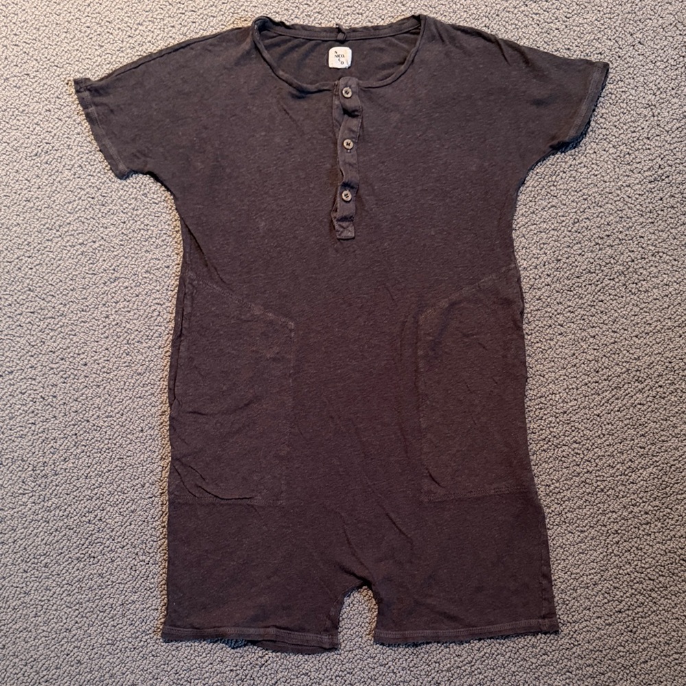 Charcoal Button-Up Romper